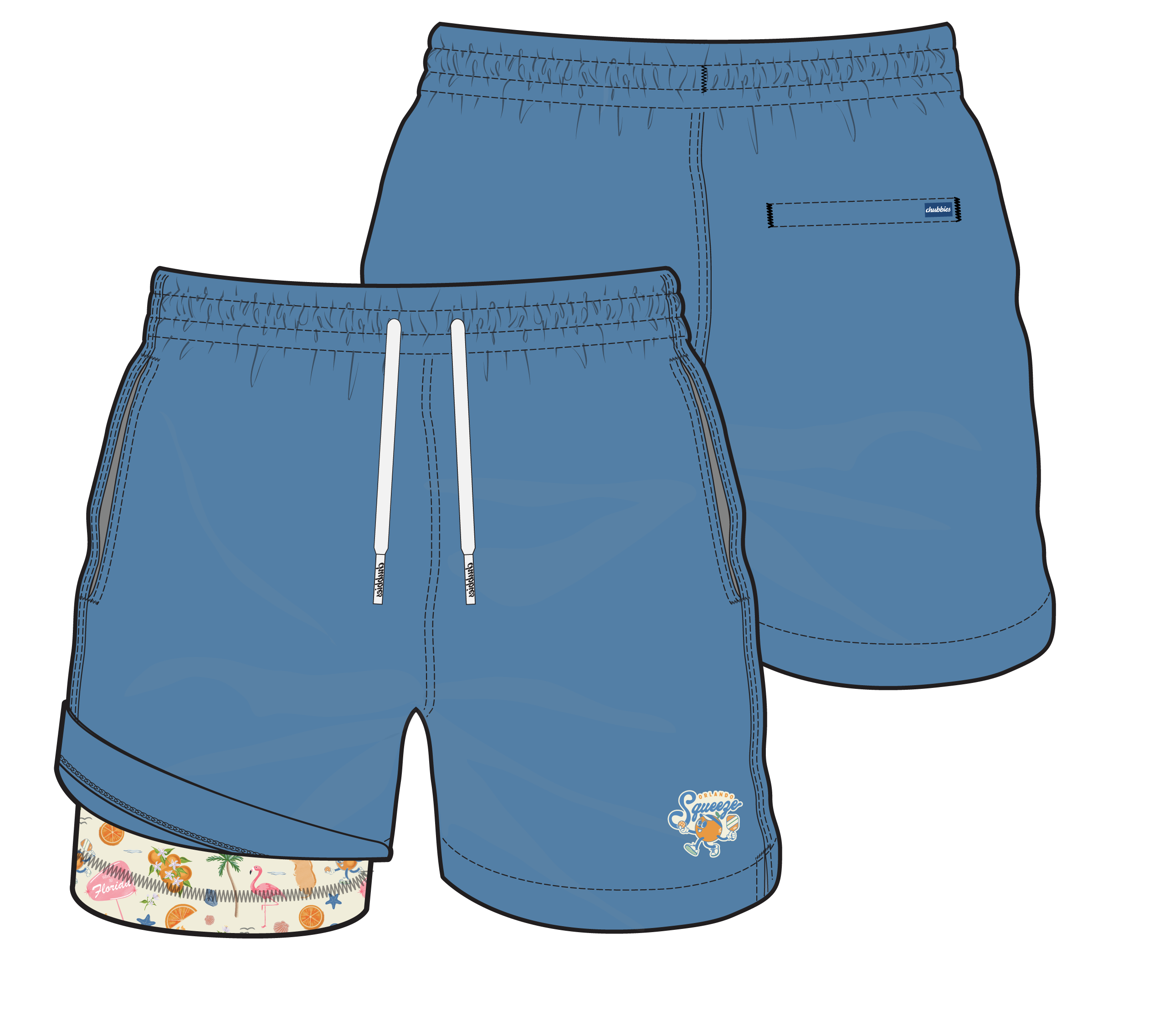 Orlando Squeeze x Chubbies® Light Blue Trunks